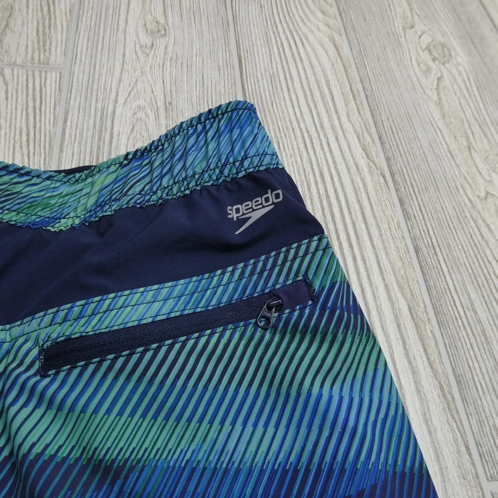 Speedo Swim Trunks‎ Adult Large Blue Green Bathing Suit Lined Shorts